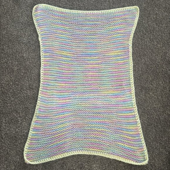 Handmade Blanket Throw Crochet Knit Pastel Baby Granny 40”x25” - Picture 7 of 7